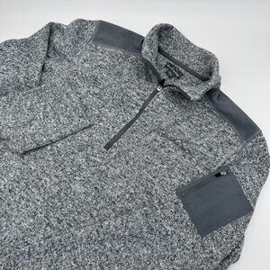 Eddie Bauer‎ Men's 1/4 Zip Long Sleeve Pocket Pullover Sweater, Size Large, Grey